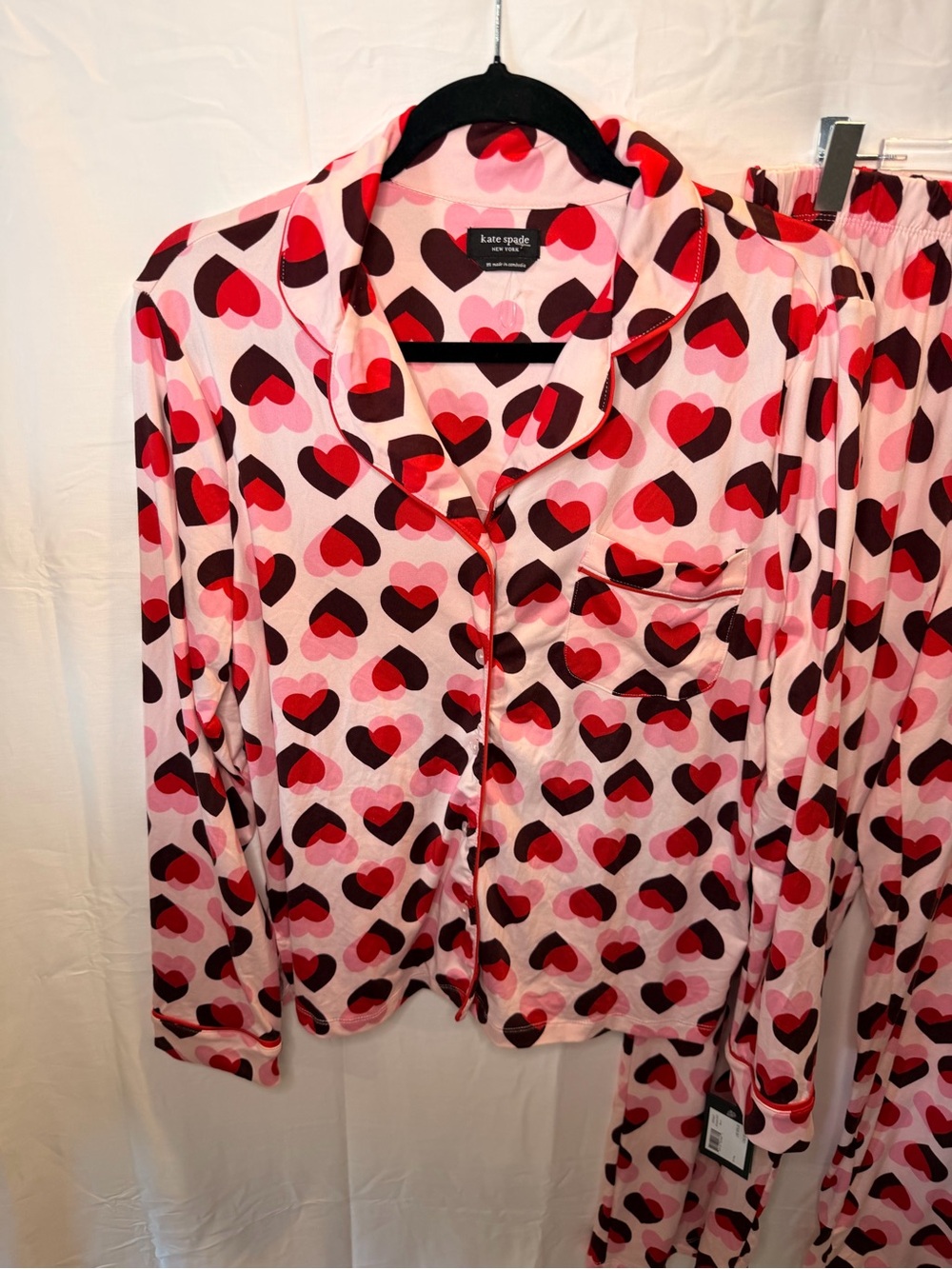 kate spade Pink Heart-Print Two-Piece Pajama Set - Picture 3 of 8